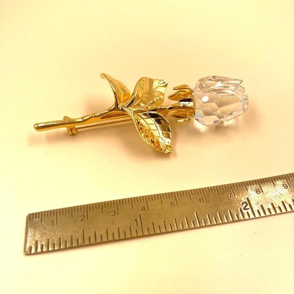 Authentic Vintage Swarovski Crystal Rose Brooch - Picture 2 of 5